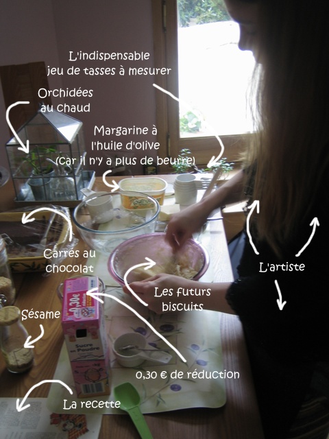 La préparation des biscuits au sésame